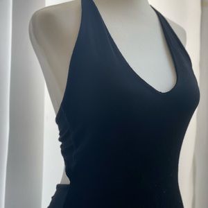 Black sexy ruched back mini dress